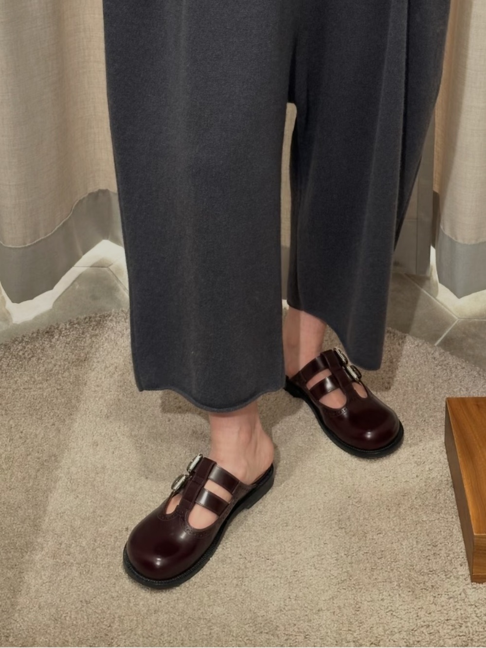 Loewe Brown Leather Mary Jane Mules